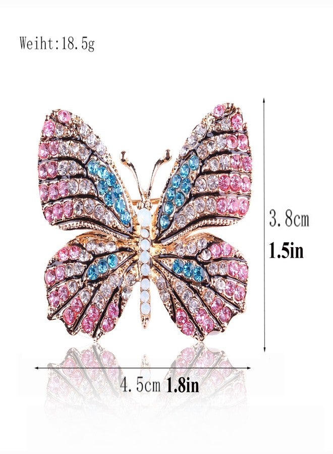 FORUBUS Delicate Butterfly Rhinestone Brooch Pin - Glittering Crystal Butterfly Brooch Pin for Women and Girls-pink - Image 4